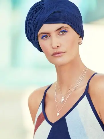 LUNA TURBAN - Dark Blue Plisse
