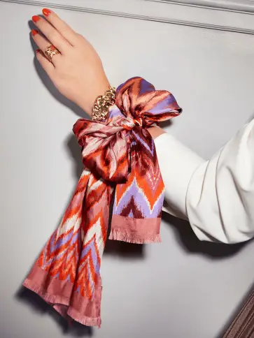 SILK SCARF 32X160 - Wave Dusty Rose