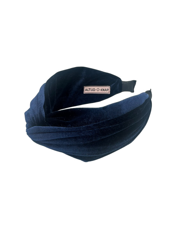 Diadeem Breed Velvet Donkerblauw